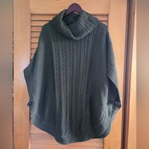 Talbots Green Turtleneck Sweater Cable Knit